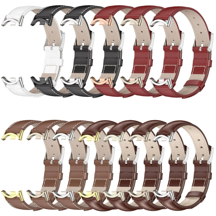 For Xiaomi Mi Band 8 / 9 / 9 NFC Mijobs Genuine Leather Watch Band(White Silver) - Watch Bands by MIJOBS | Online Shopping South Africa | PMC TechLife | Buy Now Pay Later Mobicred