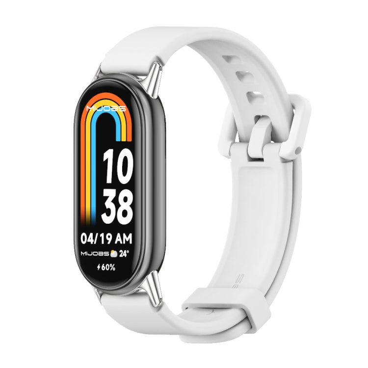 For Xiaomi Mi Band 8 / 9 / 9 NFC Mijobs Silicone Breathable Watch Band(White Silver) - Watch Bands by MIJOBS | Online Shopping South Africa | PMC TechLife | Buy Now Pay Later Mobicred