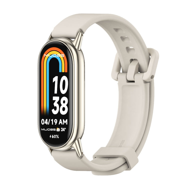 For Xiaomi Mi Band 8 / 9 / 9 NFC Mijobs Silicone Breathable Watch Band(Grey+Light Gold) - Watch Bands by MIJOBS | Online Shopping South Africa | PMC TechLife | Buy Now Pay Later Mobicred