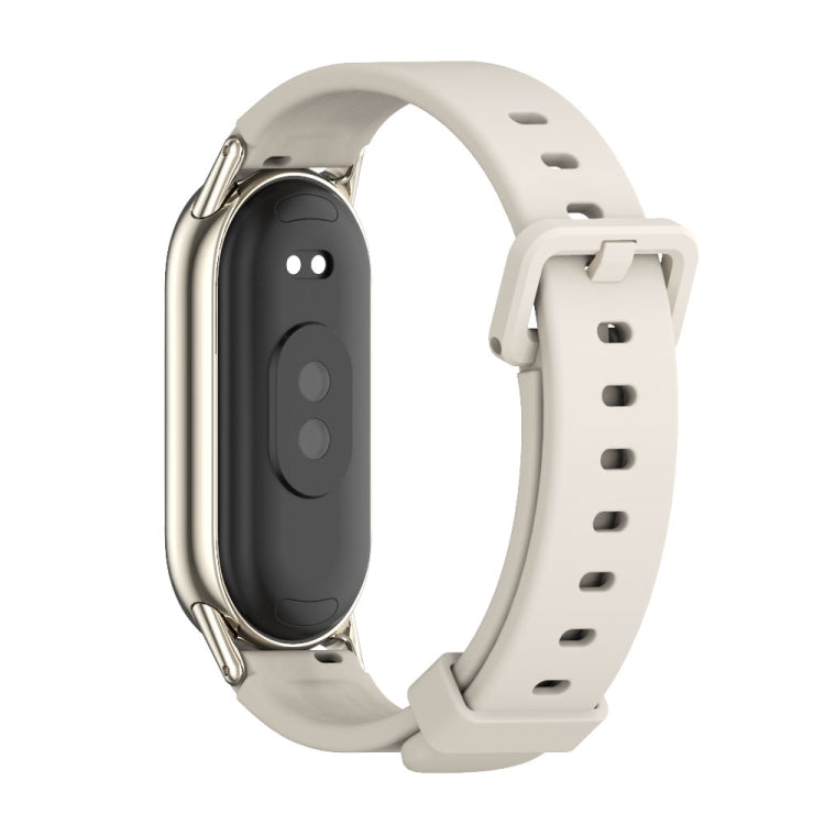 For Xiaomi Mi Band 8 / 9 / 9 NFC Mijobs Silicone Breathable Watch Band(Grey+Light Gold) - Watch Bands by MIJOBS | Online Shopping South Africa | PMC TechLife | Buy Now Pay Later Mobicred