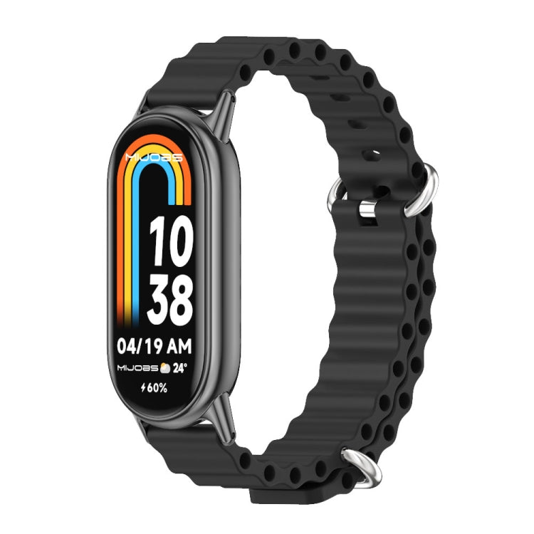 For Xiaomi Mi Band 8 / 9 / 9 NFC Mijobs Marine Silicone Breathable Watch Band(Black) - Watch Bands by MIJOBS | Online Shopping South Africa | PMC TechLife | Buy Now Pay Later Mobicred