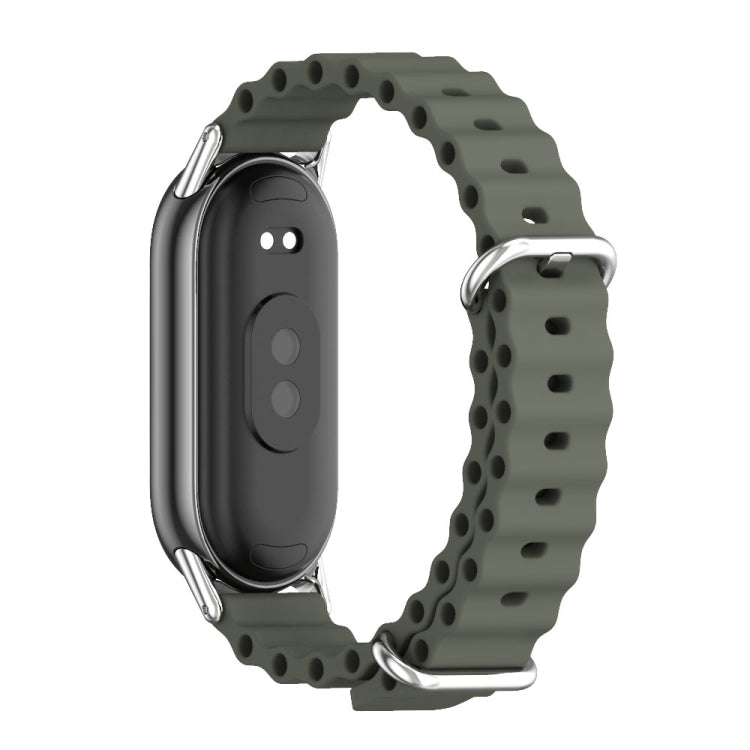 For Xiaomi Mi Band 8 / 9 / 9 NFC Mijobs Marine Silicone Breathable Watch Band(Khaki Green Silver) - Watch Bands by MIJOBS | Online Shopping South Africa | PMC TechLife | Buy Now Pay Later Mobicred
