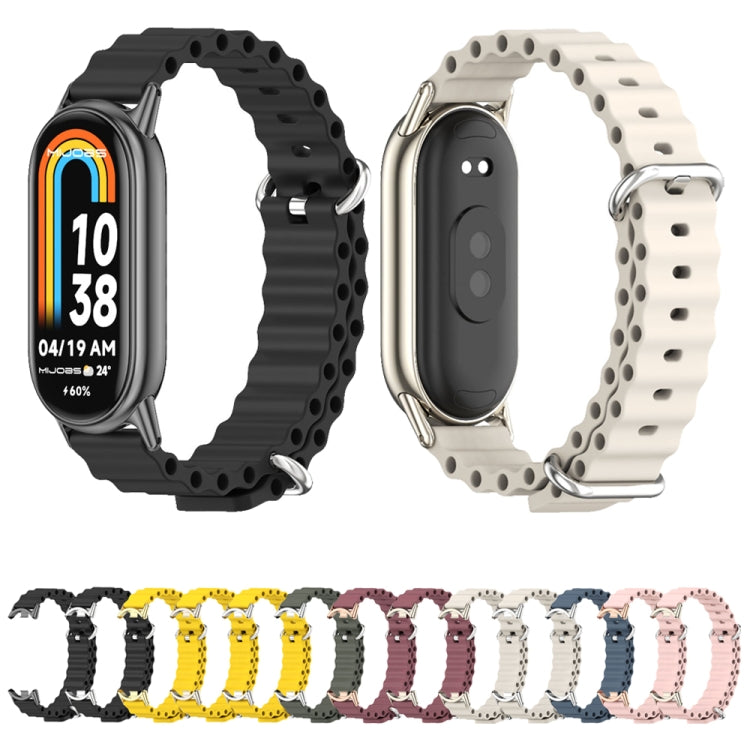 For Xiaomi Mi Band 8 / 9 / 9 NFC Mijobs Marine Silicone Breathable Watch Band(Yellow Silver) - Watch Bands by MIJOBS | Online Shopping South Africa | PMC TechLife | Buy Now Pay Later Mobicred