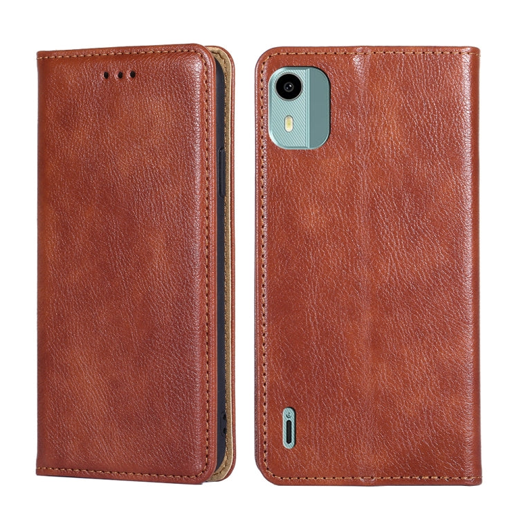 For Nokia C12 Gloss Oil Solid Color Magnetic Leather Phone Case(Brown) - free shipping - PMC TechLife - Order now!