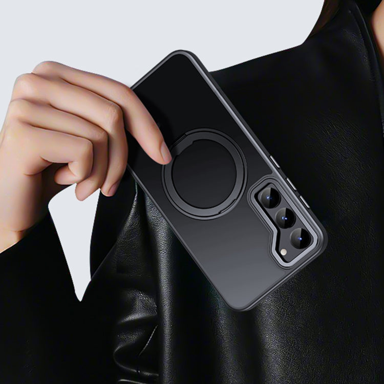 For Samsung Galaxy S23+ 5G 360 Rotating MagSafe Magnetic Skin Feel Phone Case(Black) - Galaxy S23+ 5G Cases by PMC TechLife | Online Shopping South Africa | PMC TechLife