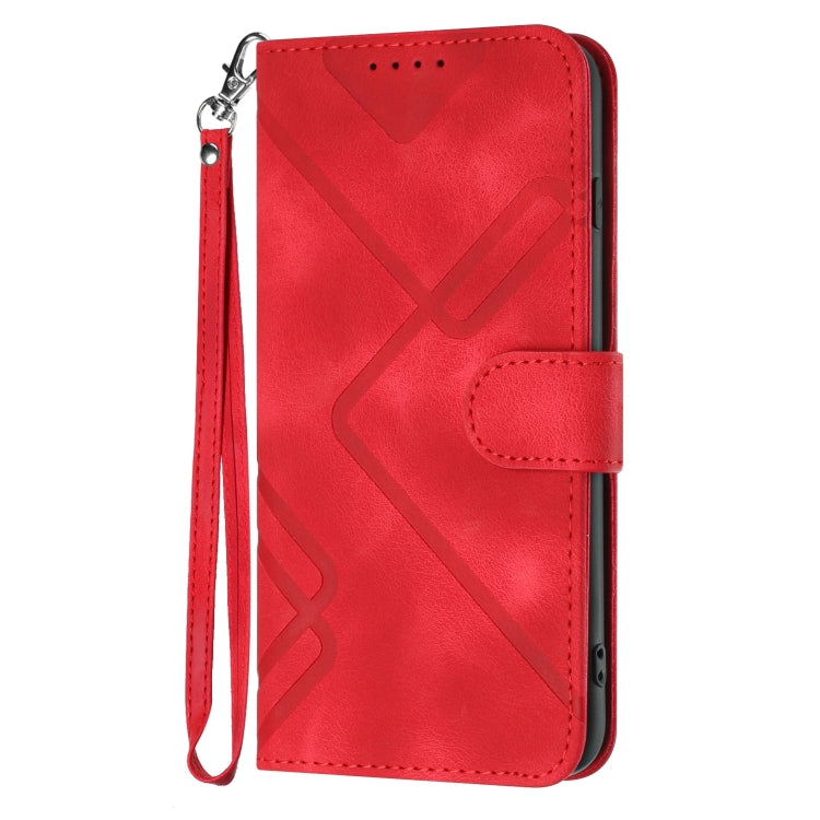 For Honor Magic5 Lite 5G Line Pattern Skin Feel Leather Phone Case(Red) - free shipping - PMC TechLife - Order now!