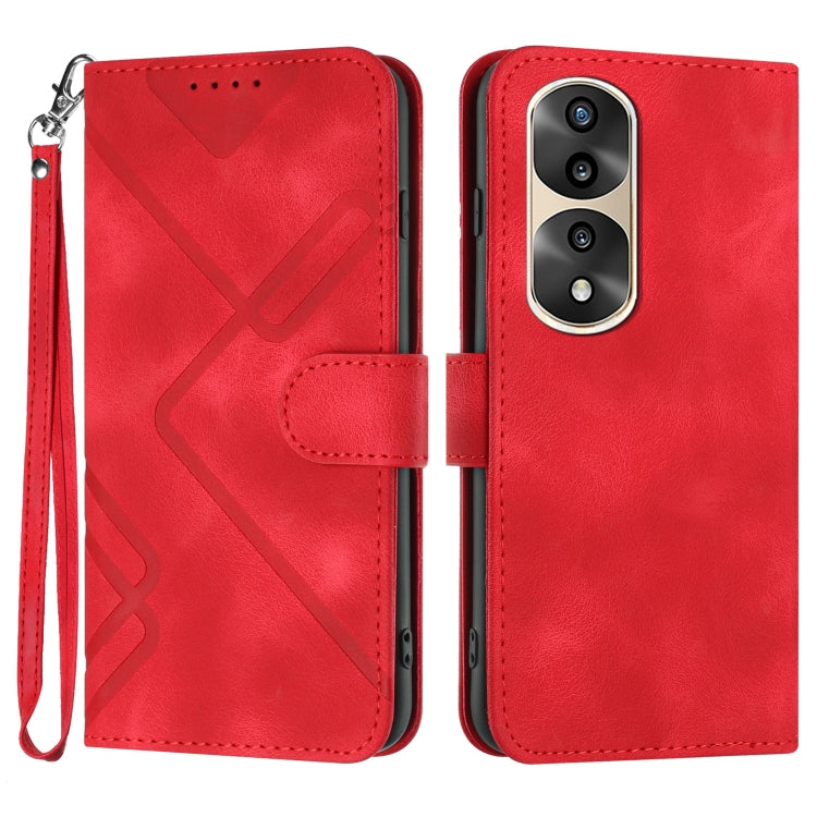 For Honor 70 Pro / 70 Pro+ Line Pattern Skin Feel Leather Phone Case(Red) - free shipping - PMC TechLife - Order now!