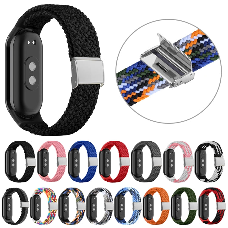 For Xiaomi Mi Band 8 Adjustable Nylon Braided Steel Buckle Watch Band(Black White) -  by PMC TechLife | Online Shopping South Africa | PMC TechLife