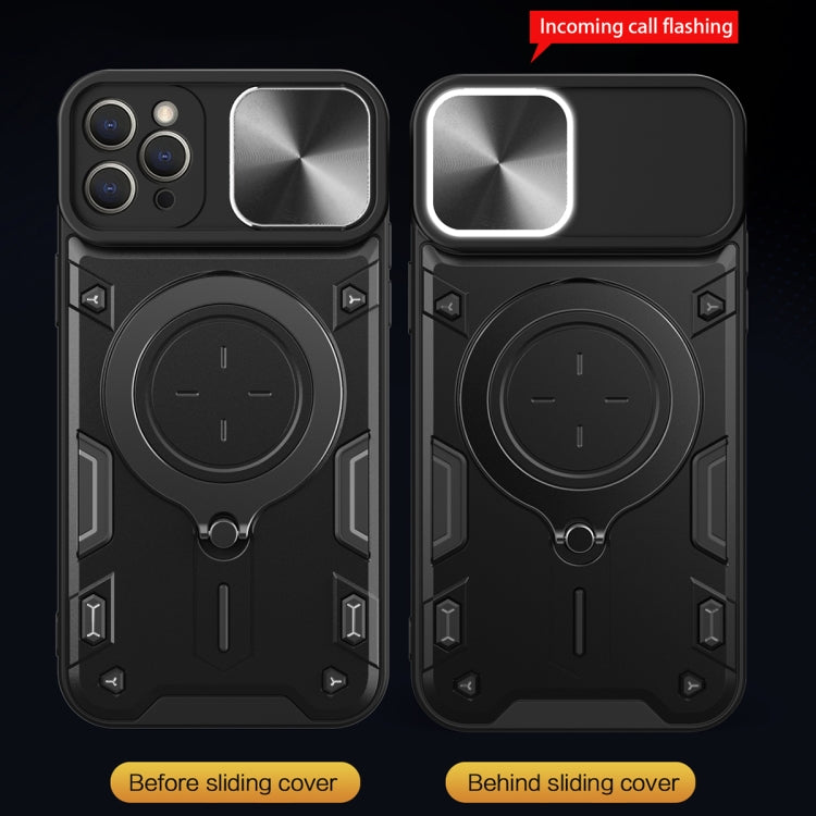 For iPhone 12 Pro CD Texture Sliding Camshield Magnetic Holder Phone Case(Blue) - free shipping - PMC TechLife - Order now!