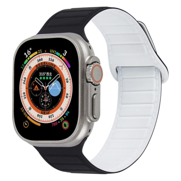 For Apple Watch 7 45mm Loop Magnetic Silicone Watch Band(Black White) - Watch Bands by PMC TechLife | Online Shopping South Africa | PMC TechLife