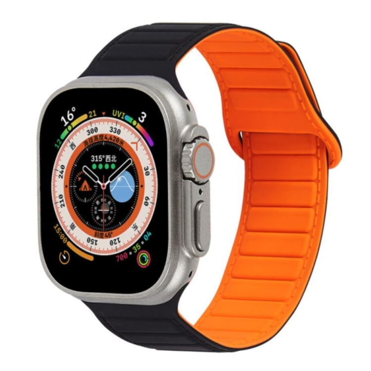 For Apple Watch SE 2022 44mm Loop Magnetic Silicone Watch Band(Black Orange) - Watch Bands by PMC TechLife | Online Shopping South Africa | PMC TechLife