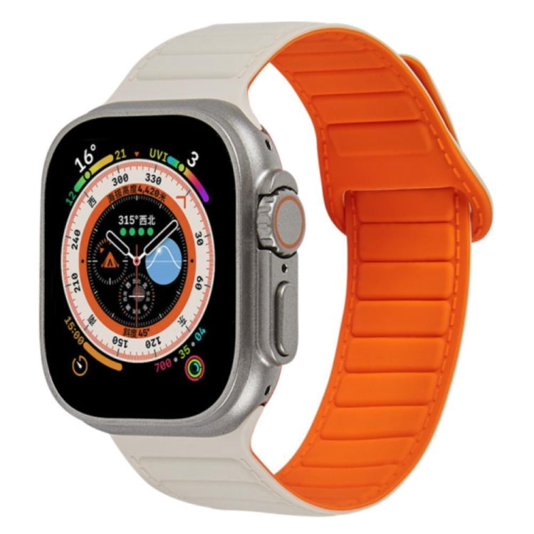 For Apple Watch SE 2022 44mm Loop Magnetic Silicone Watch Band(Starlight Orange) - Watch Bands by PMC TechLife | Online Shopping South Africa | PMC TechLife