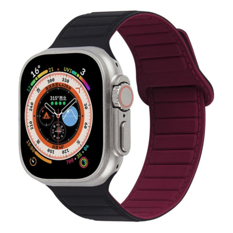 For Apple Watch SE 40mm Loop Magnetic Silicone Watch Band(Black Wine Red) - Watch Bands by PMC TechLife | Online Shopping South Africa | PMC TechLife