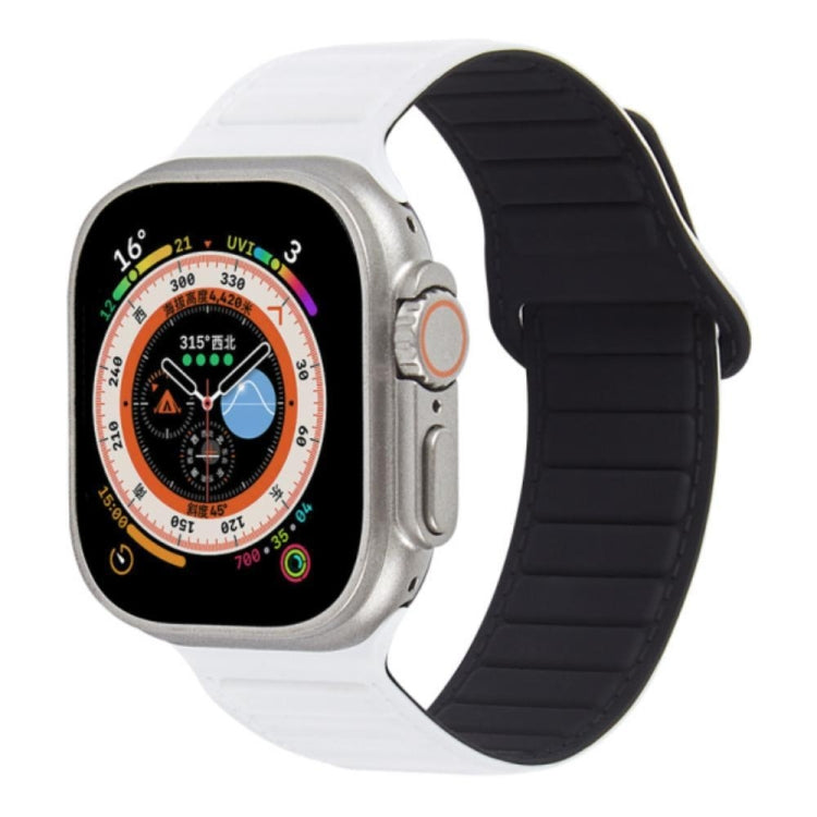 For Apple Watch 5 44mm Loop Magnetic Silicone Watch Band(White Black) - Watch Bands by PMC TechLife | Online Shopping South Africa | PMC TechLife
