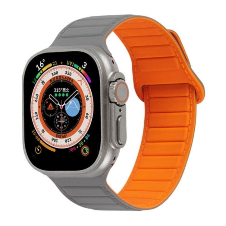 For Apple Watch 38mm Loop Magnetic Silicone Watch Band(Grey Orange) - Watch Bands by PMC TechLife | Online Shopping South Africa | PMC TechLife