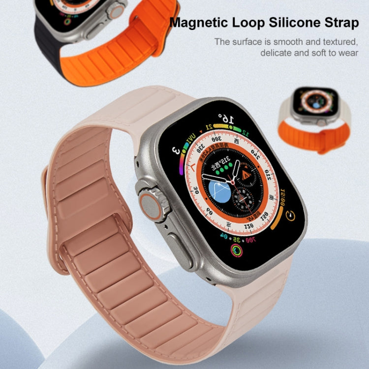 For Apple Watch 5 44mm Loop Magnetic Silicone Watch Band(White Black) - Watch Bands by PMC TechLife | Online Shopping South Africa | PMC TechLife