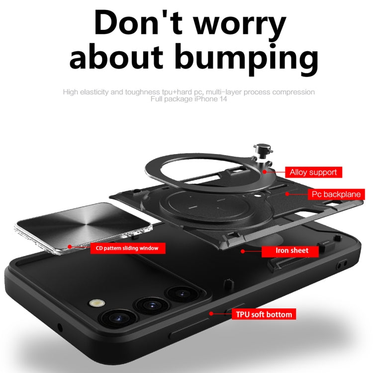 For Samsung Galaxy S23 5G CD Texture Sliding Camshield Magnetic Holder Phone Case(Pink) - free shipping - PMC TechLife - Order now!