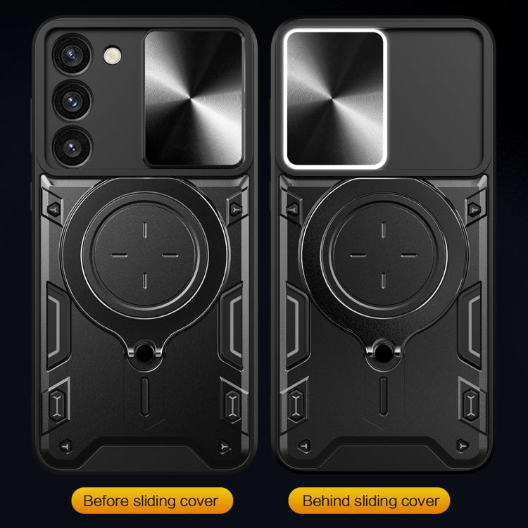 For Samsung Galaxy S23 5G CD Texture Sliding Camshield Magnetic Holder Phone Case(Blue) - free shipping - PMC TechLife - Order now!