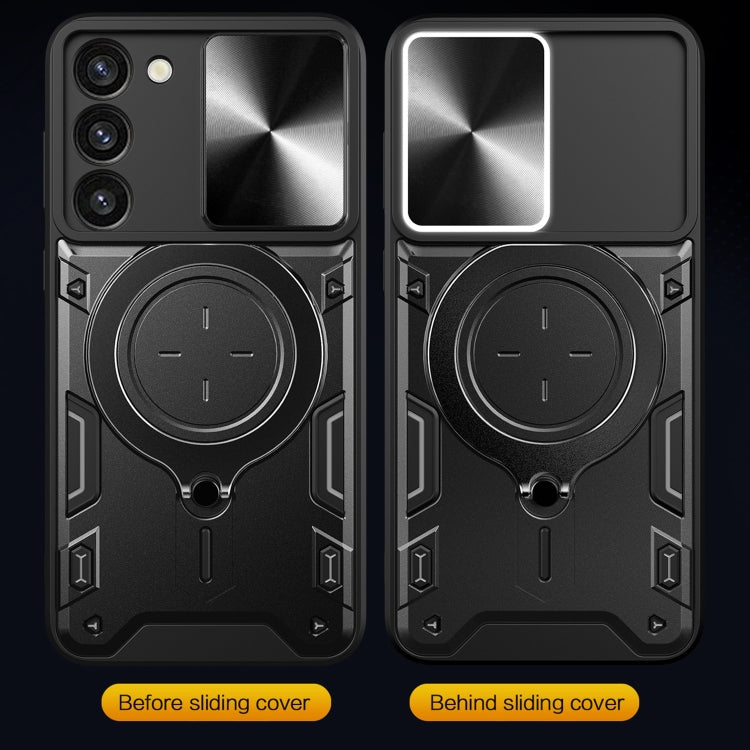For Samsung Galaxy S23+ 5G CD Texture Sliding Camshield Magnetic Holder Phone Case(Black) - free shipping - PMC TechLife - Order now!