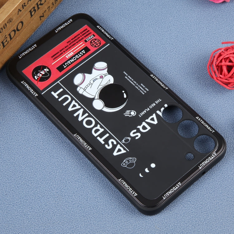 For Samsung Galaxy S21 Ultra 5G Astronaut Pattern Silicone Straight Edge Phone Case(Mars Astronaut-Black) - free shipping - PMC TechLife - Order now!