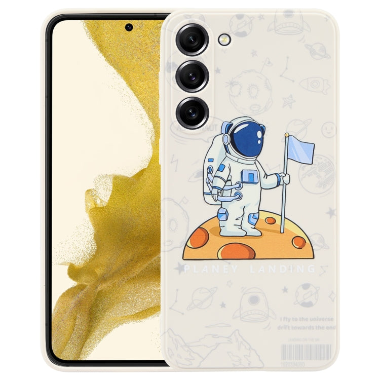 For Samsung Galaxy S21 Ultra 5G Astronaut Pattern Silicone Straight Edge Phone Case(Planet Landing-White) - free shipping - PMC TechLife - Order now!