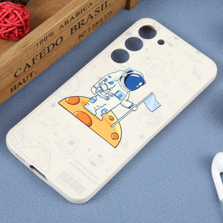 For Samsung Galaxy S21 Ultra 5G Astronaut Pattern Silicone Straight Edge Phone Case(Planet Landing-White) - free shipping - PMC TechLife - Order now!