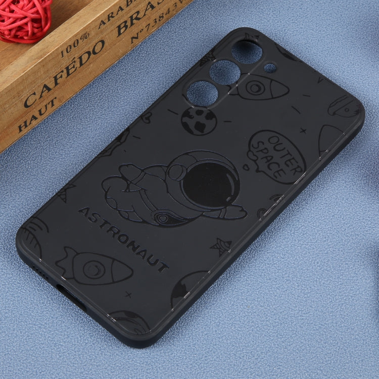 For Samsung Galaxy A12 Astronaut Pattern Silicone Straight Edge Phone Case(Flying Astronaut-Black) - free shipping - PMC TechLife - Order now!