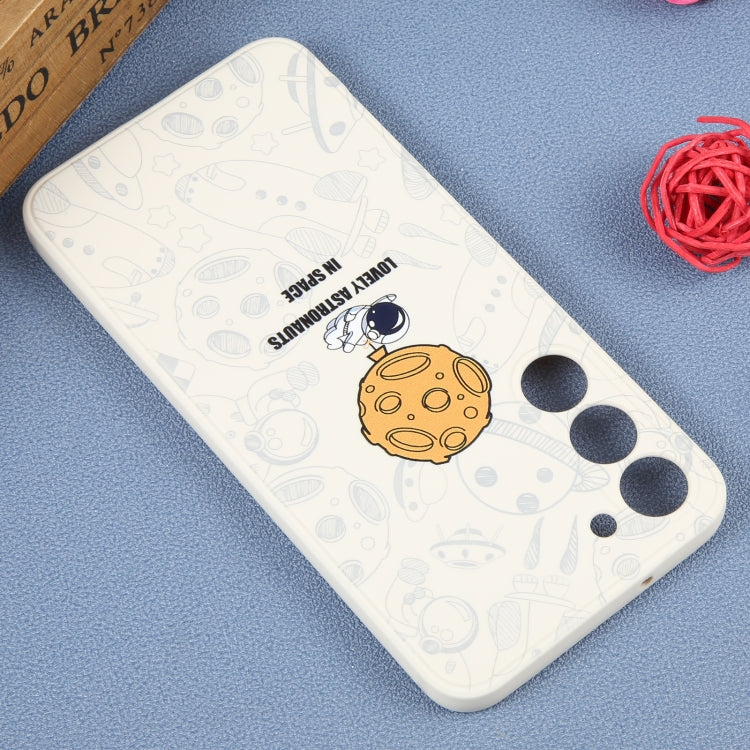 For Samsung Galaxy A21s Astronaut Pattern Silicone Straight Edge Phone Case(Lovely Astronaut-White) - free shipping - PMC TechLife - Order now!