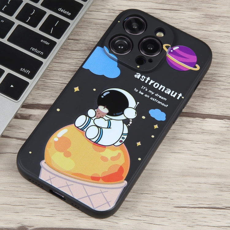 For iPhone 11 Pro Milk Tea Astronaut Pattern Liquid Silicone Phone Case(Ivory Black) - free shipping - PMC TechLife - Order now!