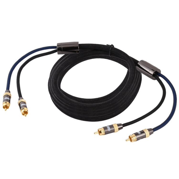 EMK 2 x RCA Male to 2 x RCA Male Gold Plated Connector Nylon Braid Coaxial Audio Cable for TV / Amplifier / Home Theater / DVD, Cable Length:5m(Black) - free shipping - PMC TechLife - Order now!