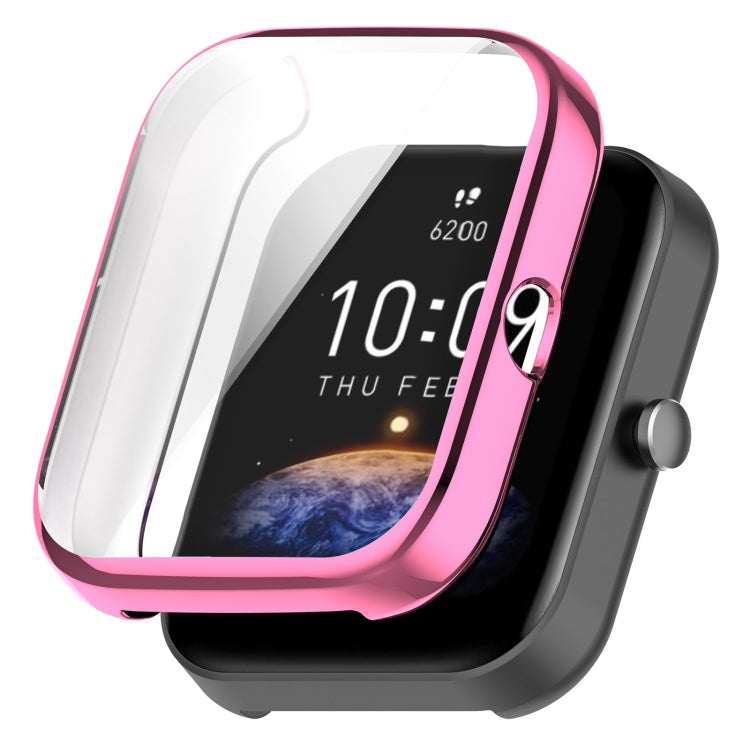 For Amazfit Bip 3 / Bip 3 Pro Universal Full Coverage TPU Electroplating Watch Protective Case(Pink) - Watch Cases by PMC TechLife | Online Shopping South Africa | PMC TechLife