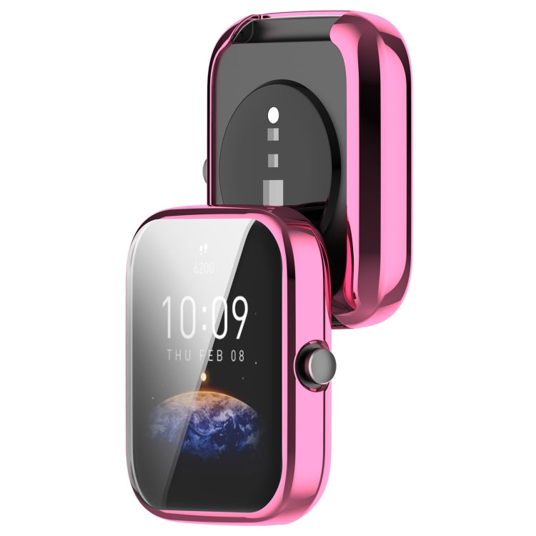 For Amazfit Bip 3 / Bip 3 Pro Universal Full Coverage TPU Electroplating Watch Protective Case(Pink) - Watch Cases by PMC TechLife | Online Shopping South Africa | PMC TechLife