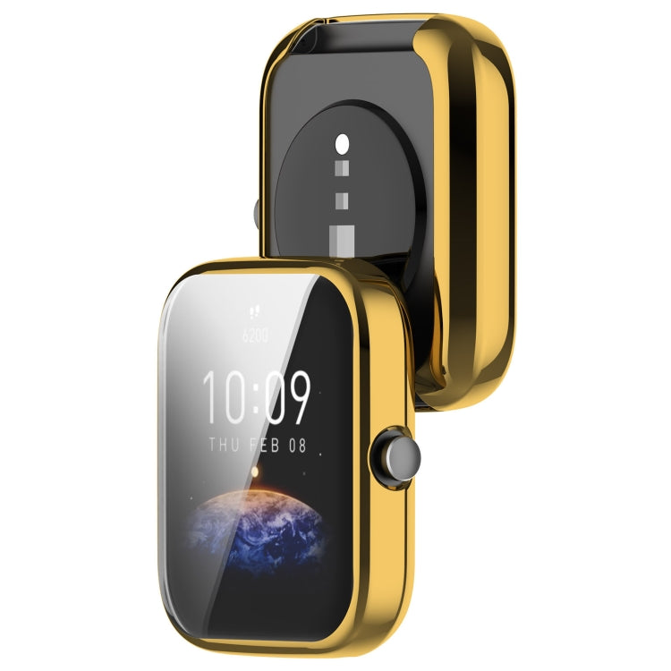 For Amazfit Bip 3 / Bip 3 Pro Universal Full Coverage TPU Electroplating Watch Protective Case(Gold) - Watch Cases by PMC TechLife | Online Shopping South Africa | PMC TechLife