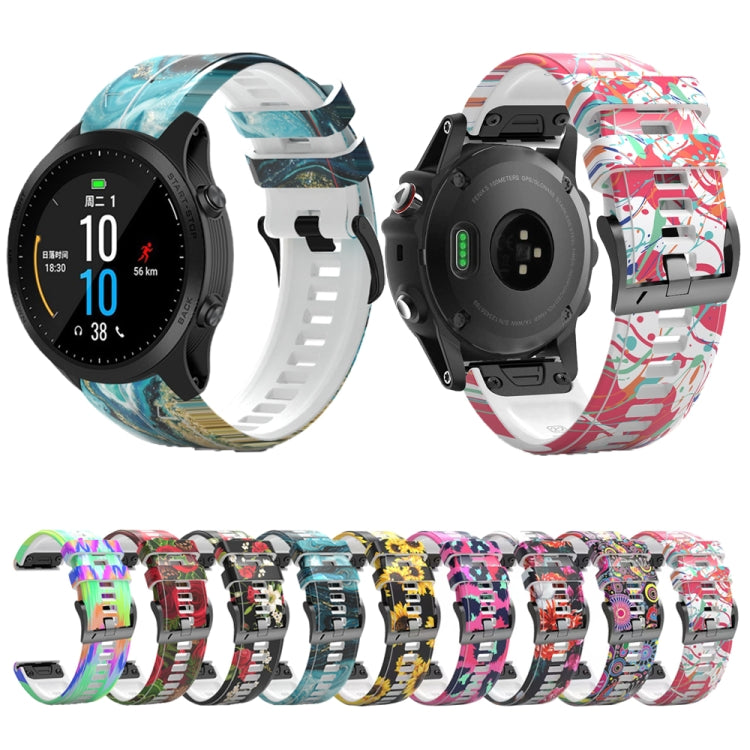 For Garmin Forerunner 965 / 955 / 945 / 935 Printing Quick Release Silicone Watch Band(Flower) - Watch Bands by PMC TechLife | Online Shopping South Africa | PMC TechLife