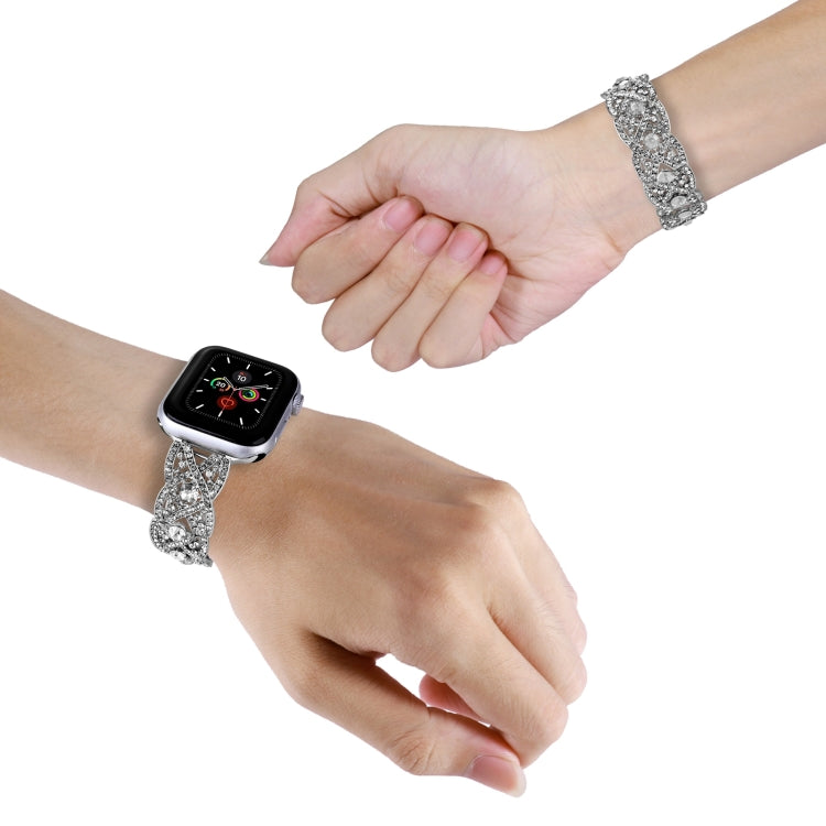 Diamonds Twist Metal Watch Band For Apple Watch 2 42mm(Silver) - Watch Bands by PMC TechLife | Online Shopping South Africa | PMC TechLife