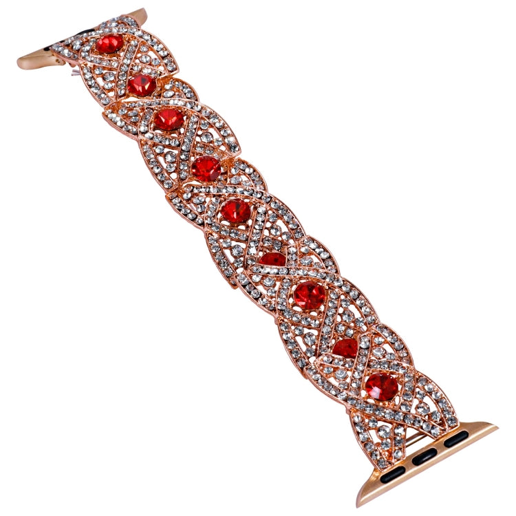 Diamonds Twist Metal Watch Band For Apple Watch 38mm(Rose Gold Red) - Watch Bands by PMC TechLife | Online Shopping South Africa | PMC TechLife