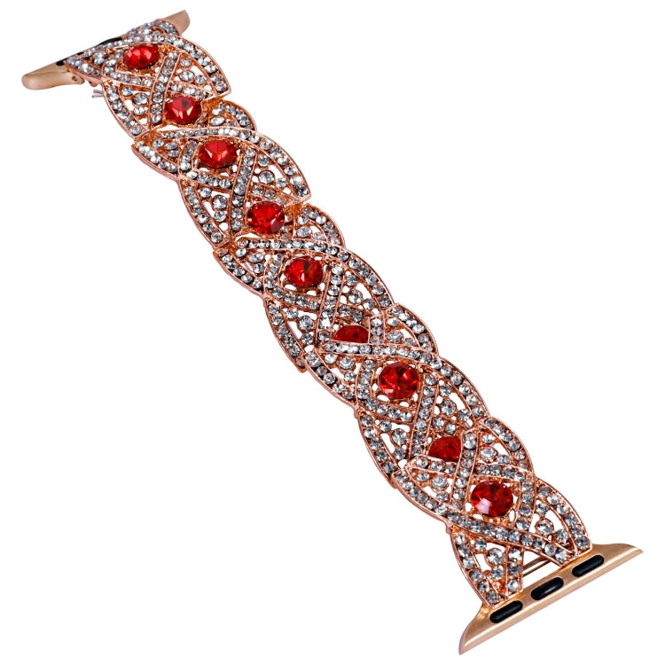 Diamonds Twist Metal Watch Band For Apple Watch SE 2023 44mm(Rose Gold Red) - Watch Bands by PMC TechLife | Online Shopping South Africa | PMC TechLife