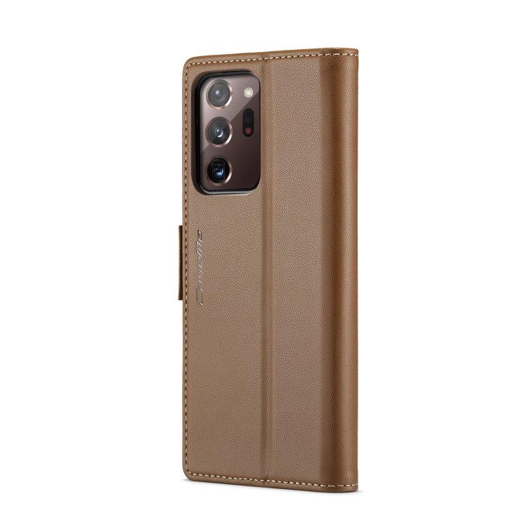 For Samsung Galaxy Note20 Ultra CaseMe 023 Butterfly Buckle Litchi Texture RFID Anti-theft Leather Phone Case(Brown) - free shipping - PMC TechLife - Order now!