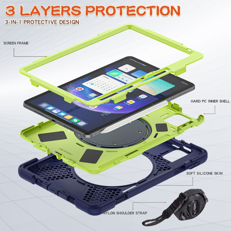 For Xiaomi Pad 6 / 6 Pro Silicone Hybrid PC Tablet Case with Holder & Shoulder Strap(Navy Blue Olivine) -  by PMC TechLife | Online Shopping South Africa | PMC TechLife
