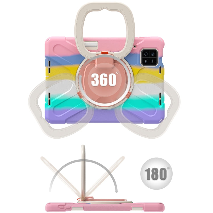 For Xiaomi Pad 6 / 6 Pro Silicone Hybrid PC Tablet Case with Holder & Shoulder Strap(Colorful Pink) -  by PMC TechLife | Online Shopping South Africa | PMC TechLife