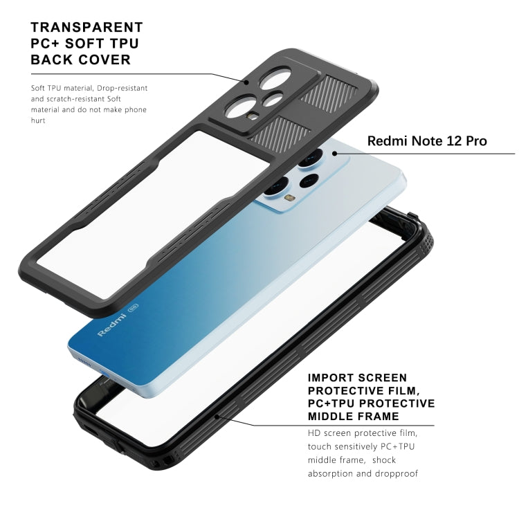 For Xiaomi Redmi Note 12 Pro 5G Global RedPepper IP68 Life Waterproof Phone Case(Black) - free shipping - PMC TechLife - Order now!