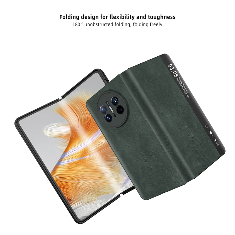 For Huawei Mate X3 Retro Magnetic Side Window View Leather Smart Phone Case(Green) - free shipping - PMC TechLife - Order now!