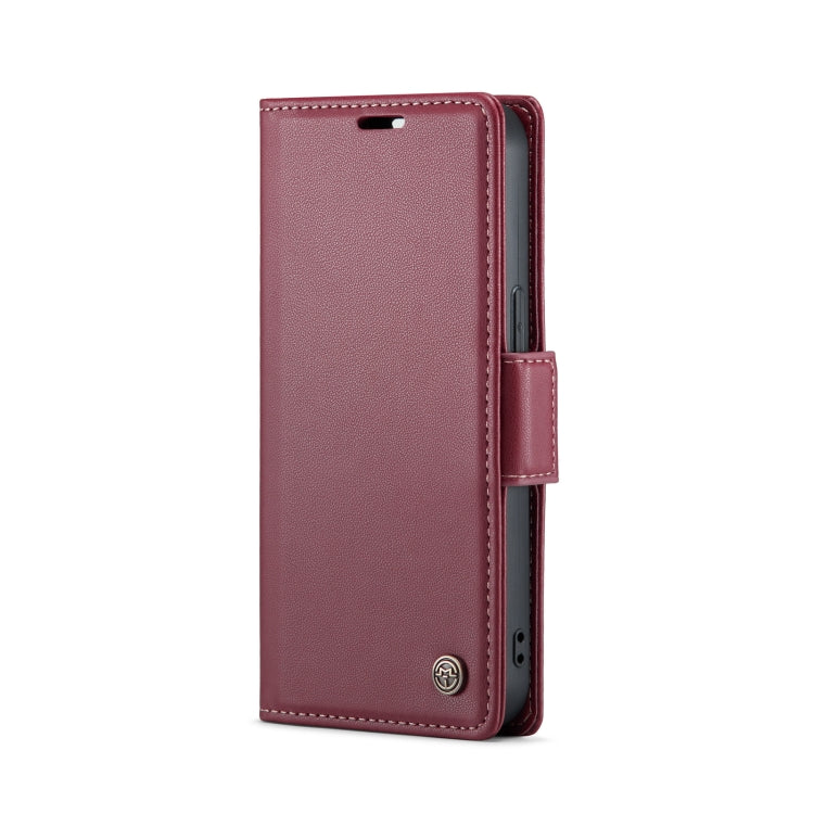 For iPhone 14 Plus CaseMe 023 Butterfly Buckle Litchi Texture RFID Anti-theft Leather Phone Case(Wine Red) - iPhone 14 Plus Cases by CaseMe | Online Shopping South Africa | PMC TechLife | Buy Now Pay Later Mobicred