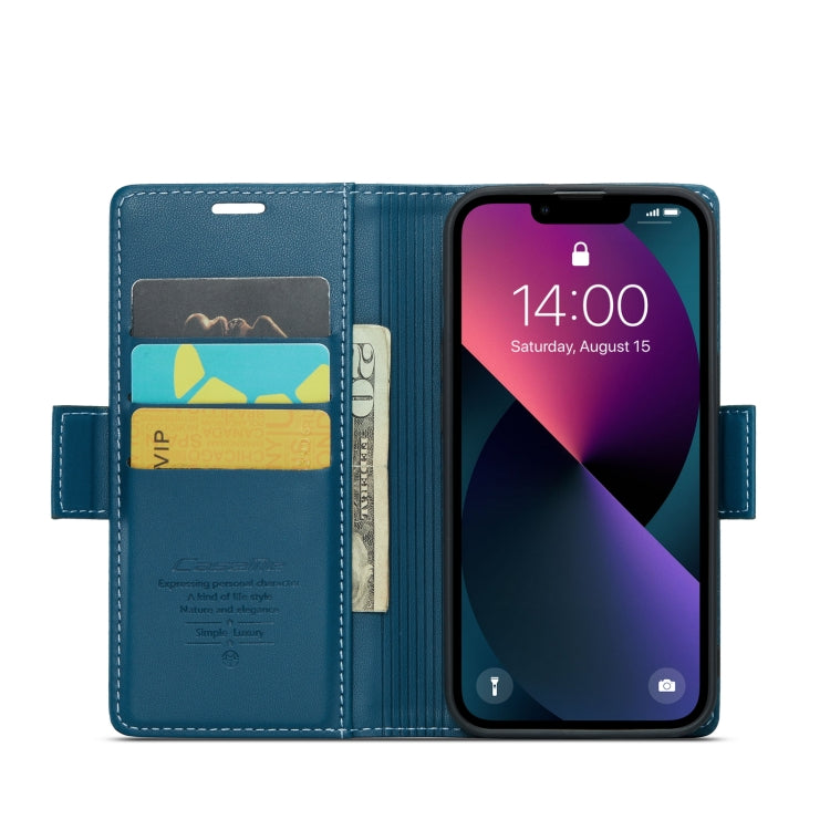 For iPhone 14 Plus CaseMe 023 Butterfly Buckle Litchi Texture RFID Anti-theft Leather Phone Case(Blue) - iPhone 14 Plus Cases by CaseMe | Online Shopping South Africa | PMC TechLife | Buy Now Pay Later Mobicred