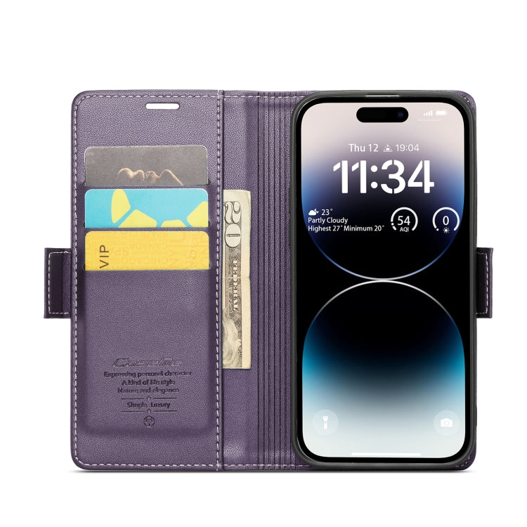 For iPhone 14 Pro Max CaseMe 023 Butterfly Buckle Litchi Texture RFID Anti-theft Leather Phone Case(Pearly Purple) - iPhone 14 Pro Max Cases by CaseMe | Online Shopping South Africa | PMC TechLife | Buy Now Pay Later Mobicred
