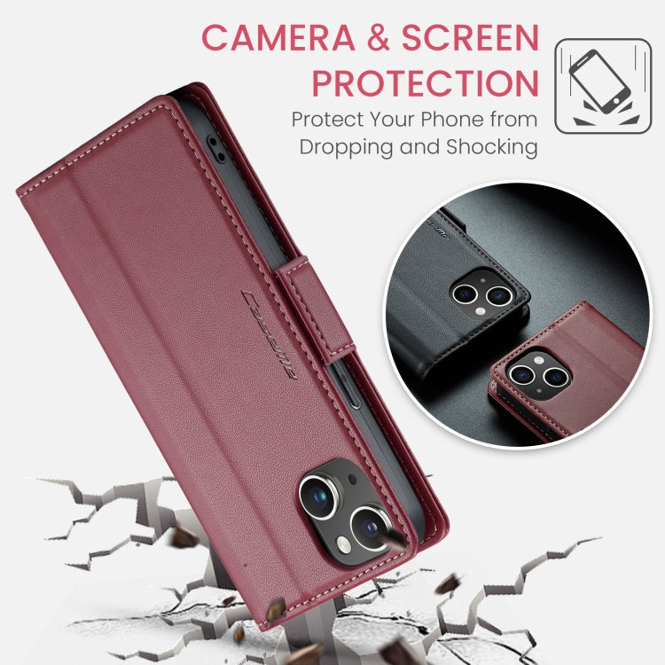 For iPhone 13 mini CaseMe 023 Butterfly Buckle Litchi Texture RFID Anti-theft Leather Phone Case(Wine Red) - iPhone 13 mini Cases by CaseMe | Online Shopping South Africa | PMC TechLife