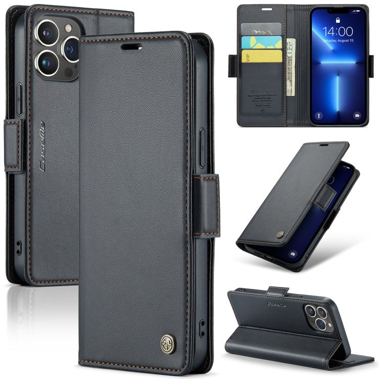 For iPhone 13 Pro CaseMe 023 Butterfly Buckle Litchi Texture RFID Anti-theft Leather Phone Case(Black) - iPhone 13 Pro Cases by CaseMe | Online Shopping South Africa | PMC TechLife