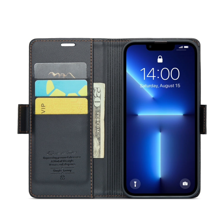 For iPhone 13 Pro CaseMe 023 Butterfly Buckle Litchi Texture RFID Anti-theft Leather Phone Case(Black) - iPhone 13 Pro Cases by CaseMe | Online Shopping South Africa | PMC TechLife