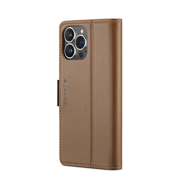 For iPhone 13 Pro CaseMe 023 Butterfly Buckle Litchi Texture RFID Anti-theft Leather Phone Case(Brown) - iPhone 13 Pro Cases by CaseMe | Online Shopping South Africa | PMC TechLife | Buy Now Pay Later Mobicred