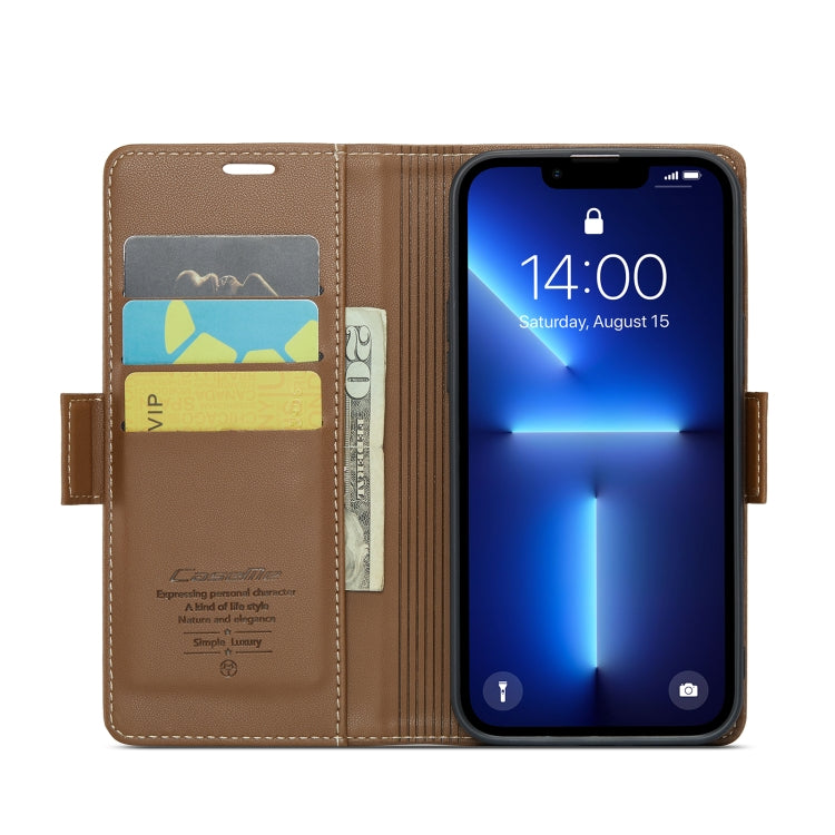 For iPhone 13 Pro CaseMe 023 Butterfly Buckle Litchi Texture RFID Anti-theft Leather Phone Case(Brown) - iPhone 13 Pro Cases by CaseMe | Online Shopping South Africa | PMC TechLife | Buy Now Pay Later Mobicred